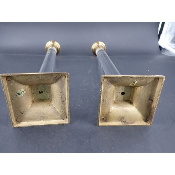 Vintage Clear Lucite and Brass Mid Century Candle Sticks - Picture 4 of 4